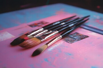 Fototapeta premium Artistic Paintbrushes on a Palette