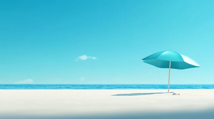 Fototapeta premium Summer beach, peoplefree relaxation, footprints in sand, 3D illustration