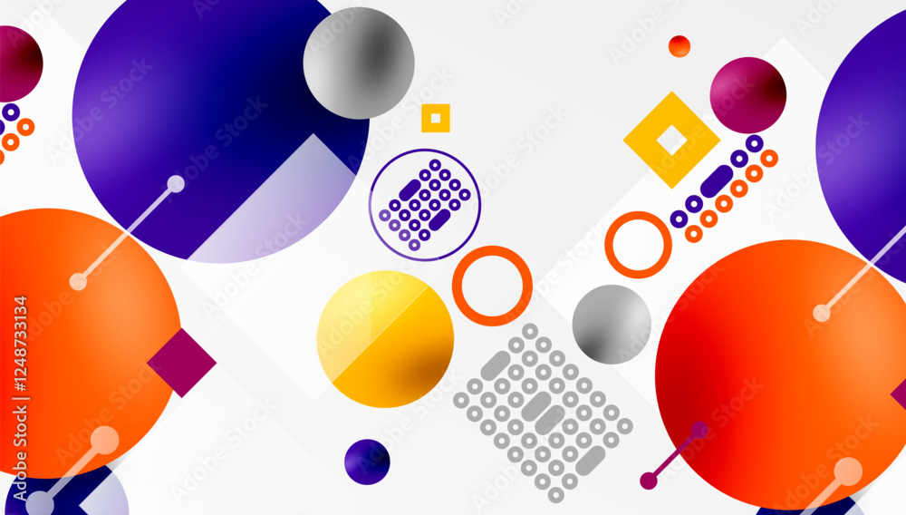 Aufkleber minimalistic abstract vector design, layered geometric shapes circles, squares, and triangles with s