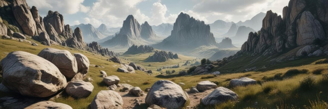 Rocky outcrops in the valley below Ciezka Turnia Tazka veza , valley, nature