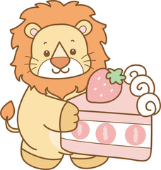 Fototapeta premium Cute Lion vector icon. Funny baby Lion animal series stock illustration. life of fluffy Lion designs.