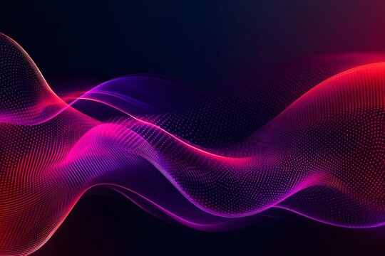 Abstract red purple wave data flow dark background