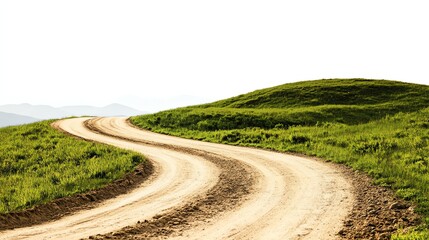 Naklejka premium a dirt road, rugged countryside path, textured earthy tones, rustic and natural, photorealistic, isolated on white background