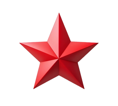 3D Red star isolated cutout on transparent PNG background - Powered by Adobe