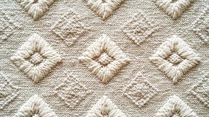Embossed off white textile featuring a diamond shaped pattern