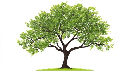 Obraz premium Lush green tree, springtime, isolated, white background, nature