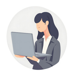 Professional woman holding laptop illustrating remote work and technology usage