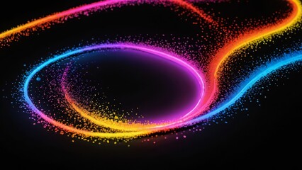 Fototapeta premium A swirling pattern of colorful powder creates a vibrant and dynamic design on a dark background