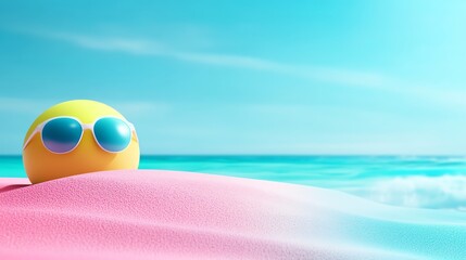 Obraz premium Fantasy beach, surreal colored sand, glowing ocean, 3D illustration