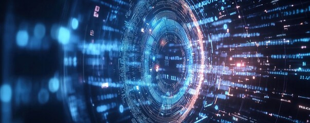 Obraz premium Digital Data Streams: Visualizing Complex Information Systems with Abstract Code and Futuristic Design