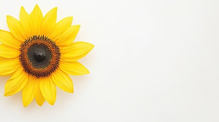 Bright sunflower in full bloom against a clean white background, ideal for nature-themed designs