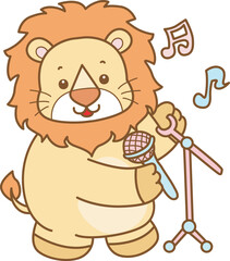 Cute Lion vector icon. Funny baby Lion animal series stock illustration. life of fluffy Lion designs.