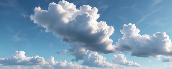 Pastel blue skies are dotted with wispy white clouds that drift lazily by, soft sky, lazy clouds