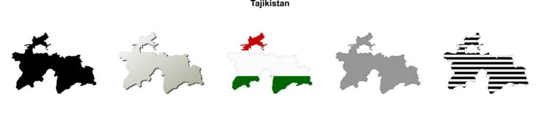 Tajikistan outline map set