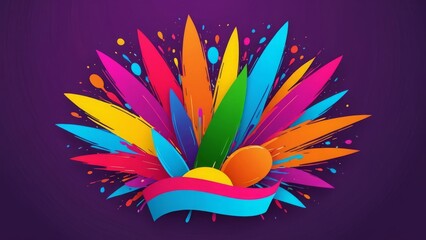 Obraz premium A colorful burst of abstract shapes and splashes creates a lively and energetic design