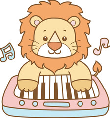 Cute Lion vector icon. Funny baby Lion animal series stock illustration. life of fluffy Lion designs.