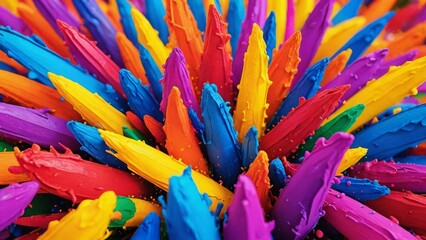 A colorful burst of paint splatters radiates vibrancy and creativity in a dynamic display