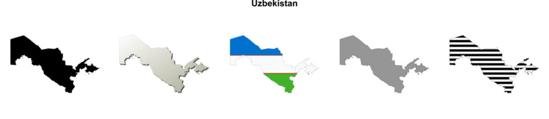 Obraz premium Uzbekistan outline map set