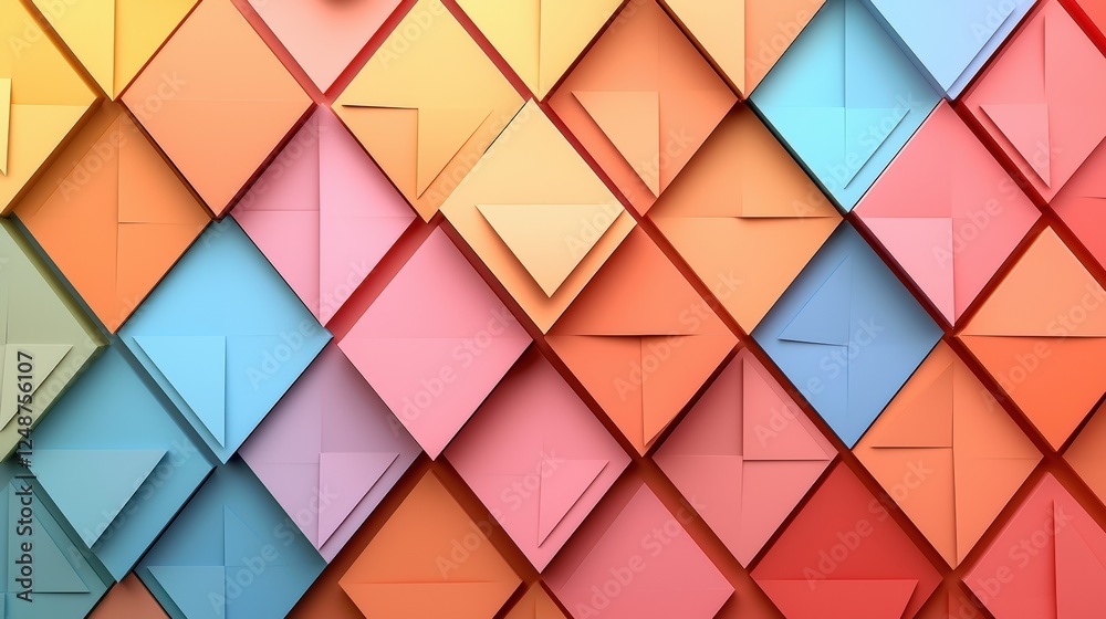 Sticker holographic pastel paper background with geometric patterns in soft gradient tones for creative desi