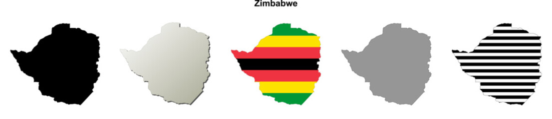 Obraz premium Zimbabwe outline map set