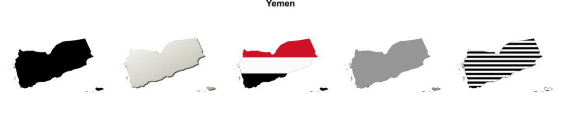 Fototapeta premium Yemen outline map set