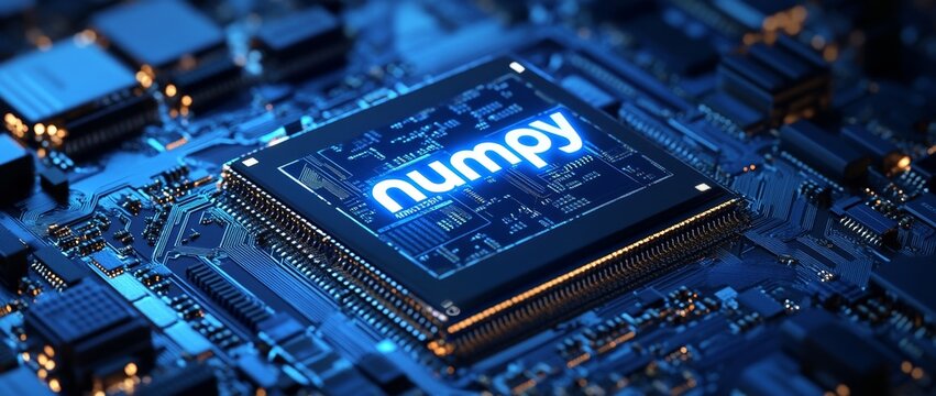 Glowing NumPy Chip on Circuit Board