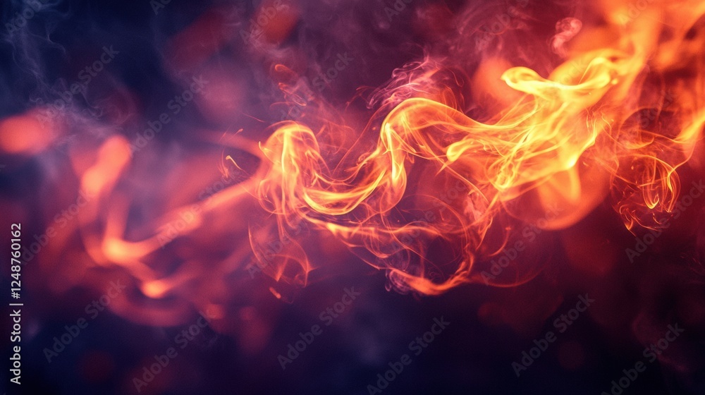 Canvas Prints holographic flowing fire on pastel gradient background with smoke elements in soft lighting