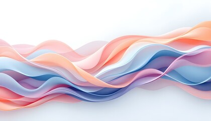 Ondas abstractas que fluyen en suaves colores pastel, incluidos tonos de naranja, rosa y azul claro, creando una apariencia suave y fluida