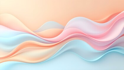 Ondas abstractas que fluyen en suaves colores pastel, incluidos tonos de naranja, rosa y azul claro, creando una apariencia suave y fluida