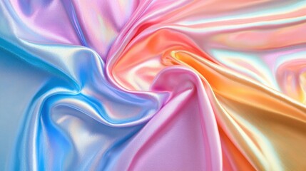 Obraz premium Pastel Holographic Fabric with Smooth Gradient Texture in Soft Colors for Modern Home Decor and Fashion Design