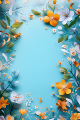 Colorful Spring Elementss Frame Border Background - Space for Text	

