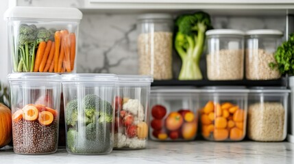 Organized pantry with fresh produce in containers