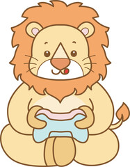 Cute Lion vector icon. Funny baby Lion animal series stock illustration. life of fluffy Lion designs.