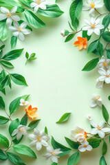 Colorful Spring Elementss Frame Border Background - Space for Text	
