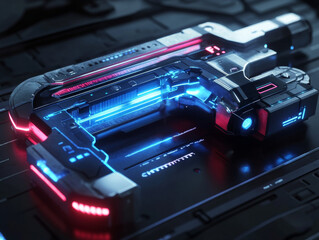 Naklejka premium Precision in Light: Digital Caliper with Glowing Edges