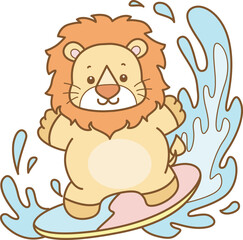 Cute Lion vector icon. Funny baby Lion animal series stock illustration. life of fluffy Lion designs.
