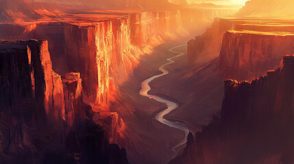 Sunset Splendor: A Majestic Canyon at Golden Hour