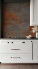 Rustic Modern Kitchen Design with Stylish Cabinets and Unique Backsplash