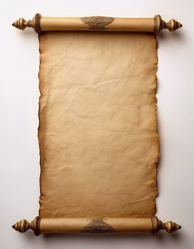 Hoja de pergamino en blanco, Fondo blanco, imagen de alta resoluci&oacute;n