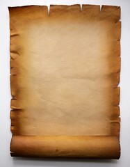 Hoja de pergamino en blanco, Fondo blanco, imagen de alta resoluci&oacute;n