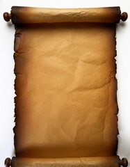 Hoja de pergamino en blanco, Fondo blanco, imagen de alta resolución