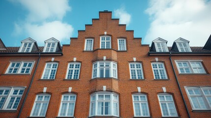 Fototapeta premium Gable brick building facade.