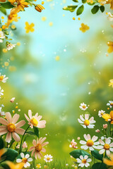 Colorful Spring Elementss Frame Border Background - Space for Text	
