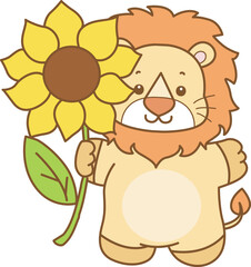 Cute Lion vector icon. Funny baby Lion animal series stock illustration. life of fluffy Lion designs.