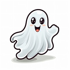 Adorable Halloween Ghost Sticker: Charming Ghost Doodle for Spooky Designs