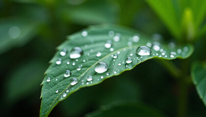 Dew drops on green leaves for blogs, environmental awareness campaigns, and World Water Day designs