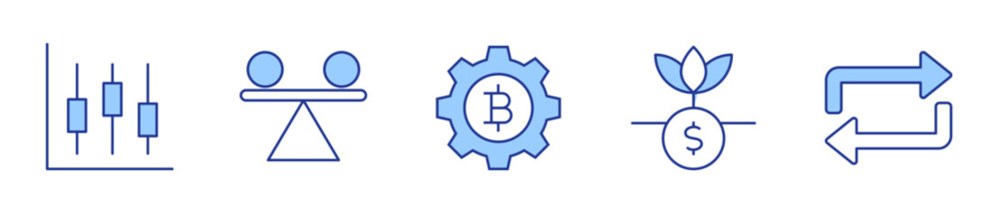 stats, stability, setting, return, repeat. Icon vector illustration. Line Duotone style. Editable stroke