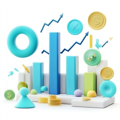 3D Abstract Business Growth Illustration