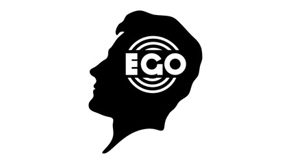 ego emblem, Black isolated silhouette