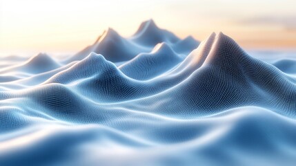 Obraz premium Futuristic Digital Landscape with Mesh Waves. Generative AI